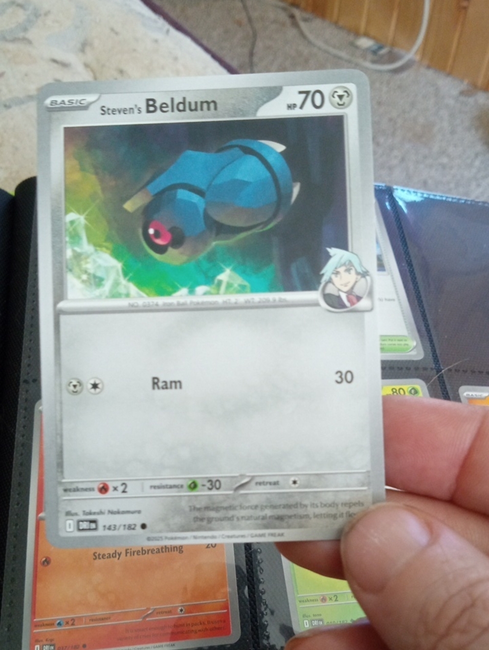 Pokemon Steven's Beldum Card - Blue, Silver Accents
